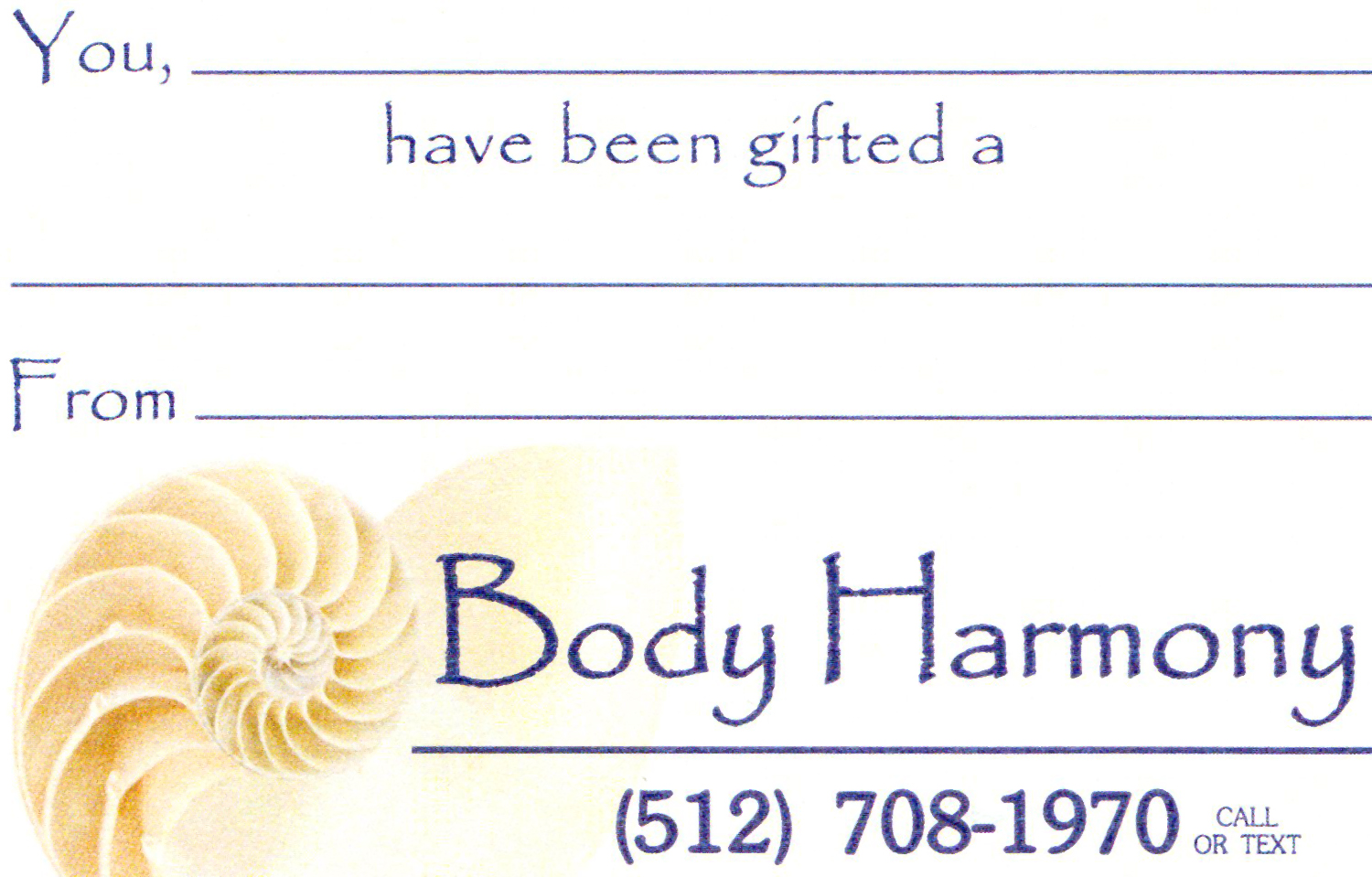 Massage gift certificate South Austin massage